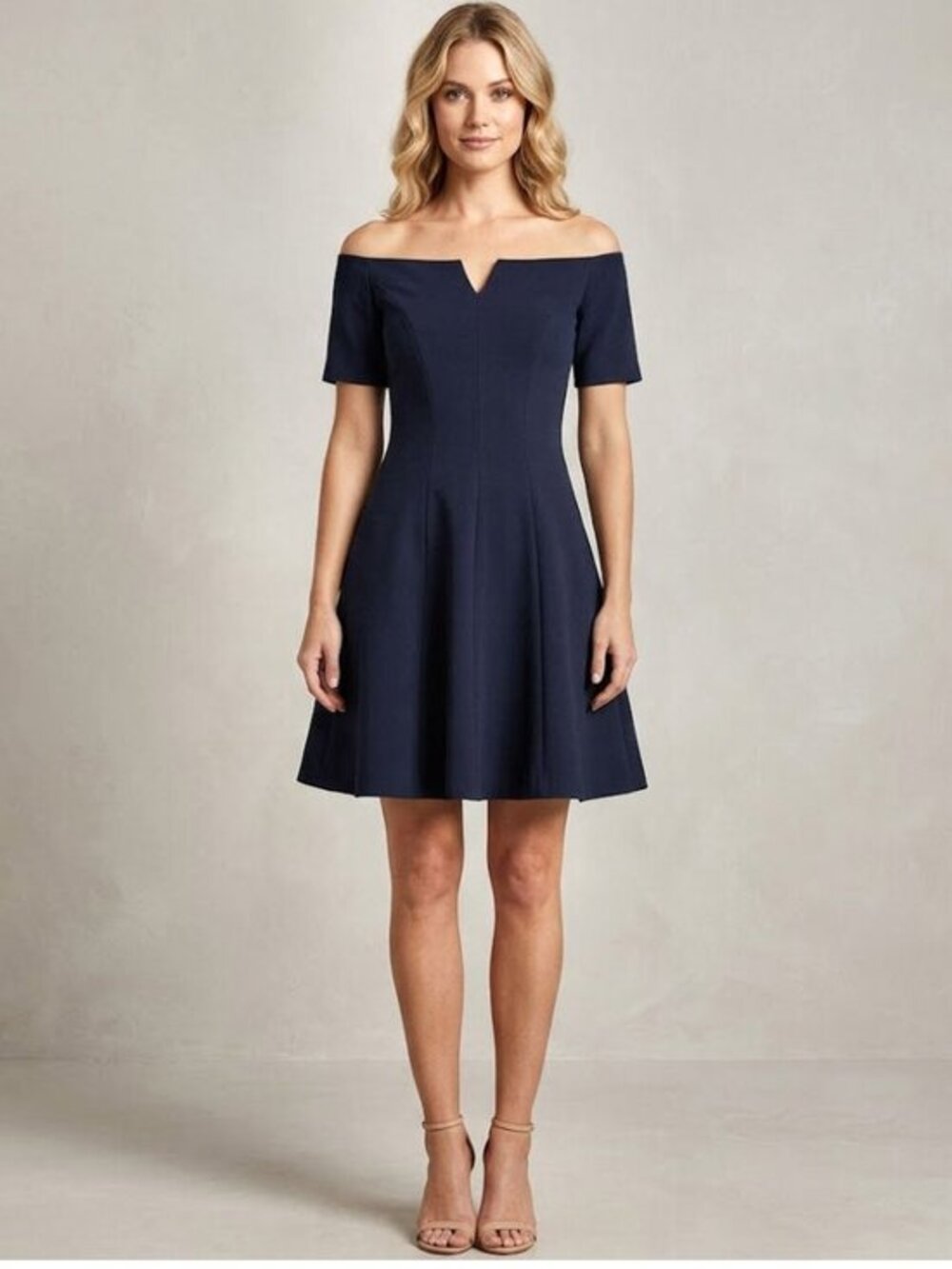 Cinq à Sept Crepe Panel Flare Mini Cocktail Dress, Dark Navy, Womens Size 0